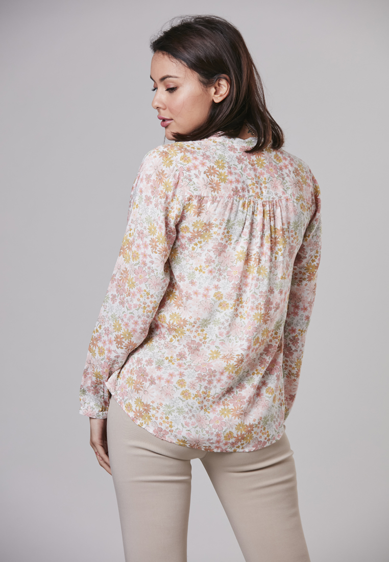 Metrojaya - Margaret - Blouse with Pleats and Fagotting Lace - Ivory