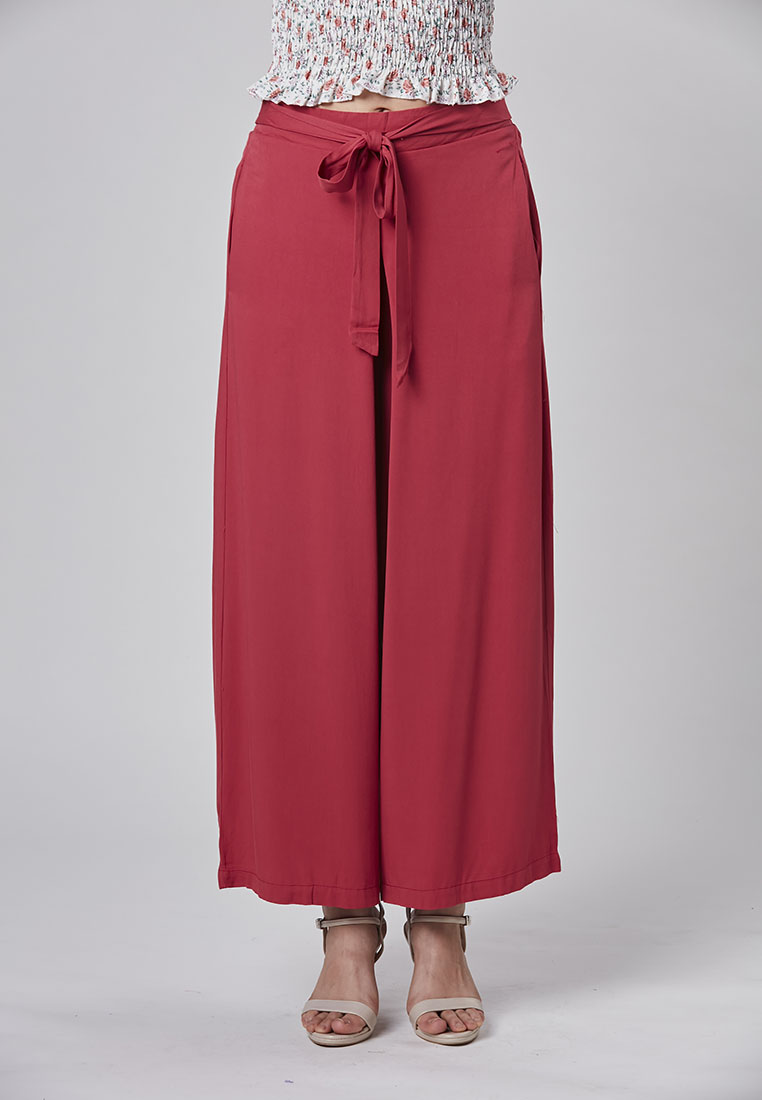 Ariana - Pant Long Cotton Rayon with Sash - Rust - Metrojaya Online Shop