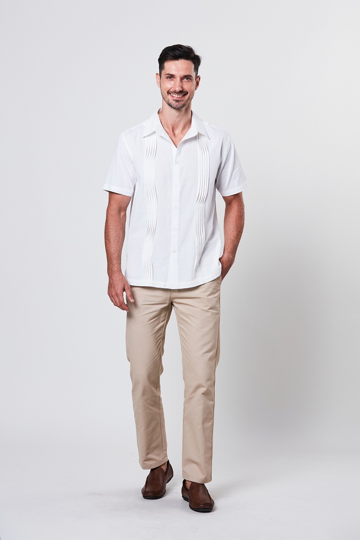 Harin - Short Sleeve Pintack Shirt - Off White - Metrojaya Online Shop