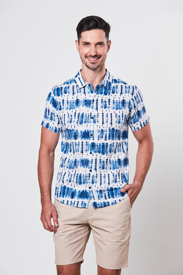 Erish - Short Sleeve Printed Shirt - Blue - Metrojaya Online Shop