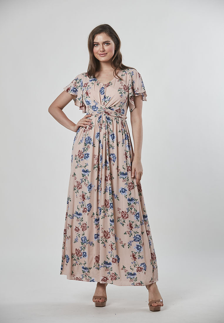 Sara - Maxi Floral Dress - Pink - Metrojaya Online Shop