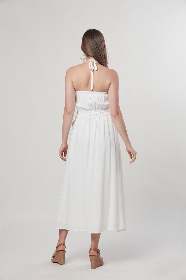 Metrojaya - Amber - Embroidered Sun Maxi Dress - Ivory