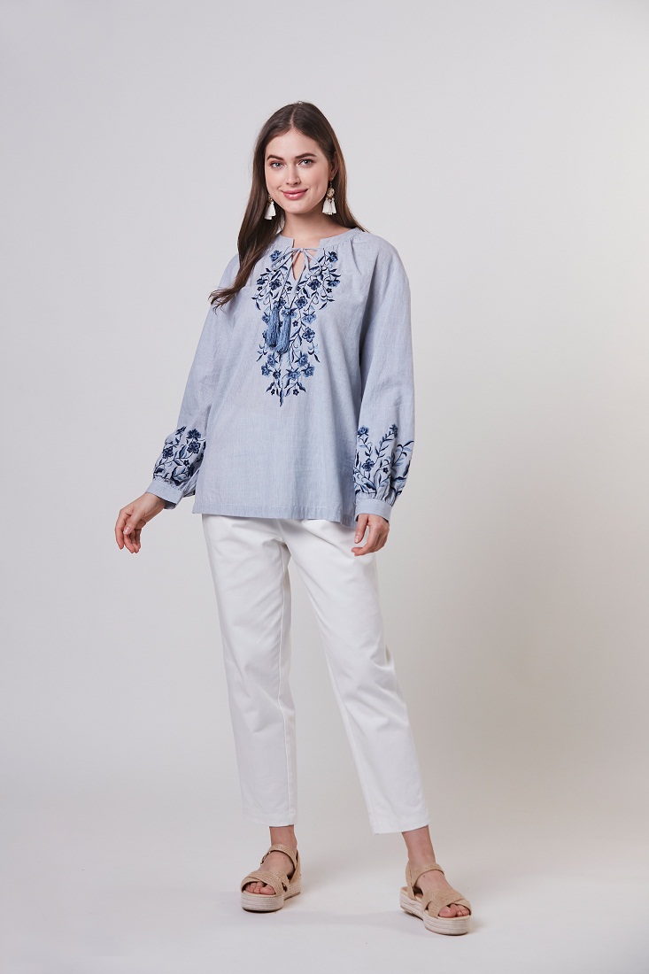 Metrojaya - Marsha - Embroidered Blouse - Light Blue