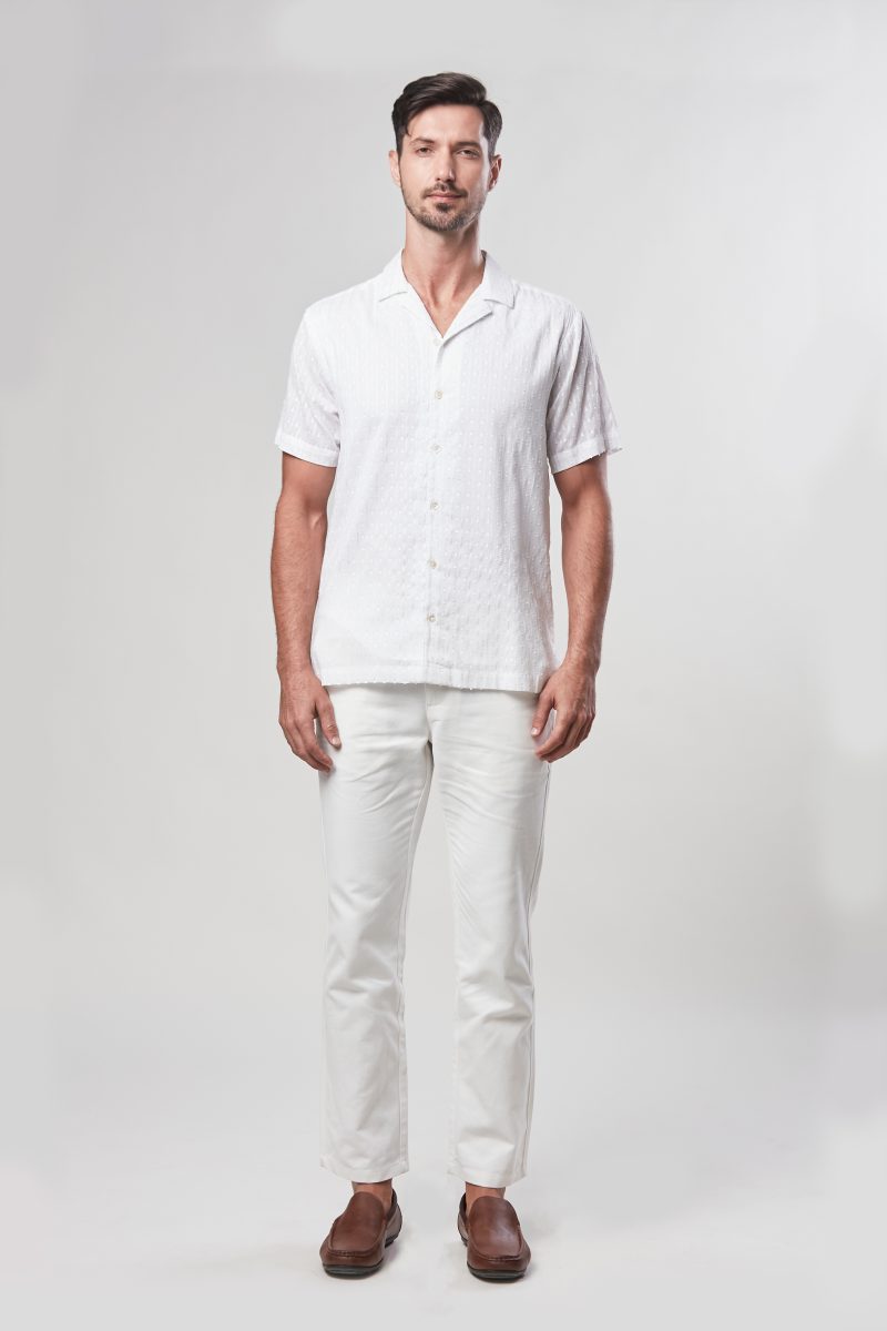 Metrojaya - Arlo - Short Sleeve Cuban Collar Shirt - Off White