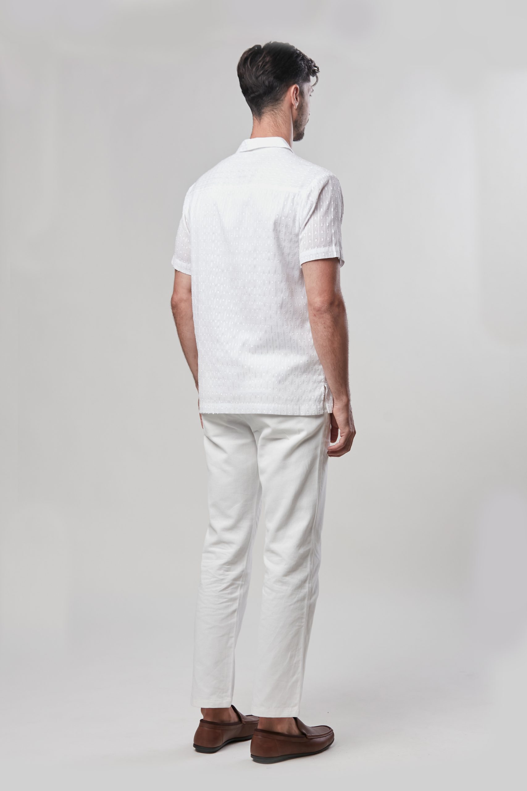 Arlo - Short Sleeve Cuban Collar Shirt - Off White - Metrojaya Online Shop