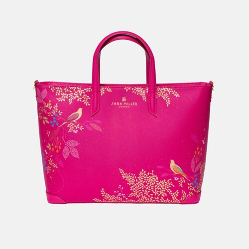 Metrojaya - Sara Miller London - Pink Bird Chelsea Medium Tote Bag - Pink