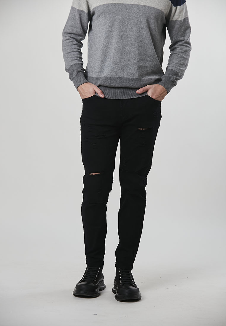 Metrojaya - Jackson - Slim Fit Mens Distressed Jeans - Black